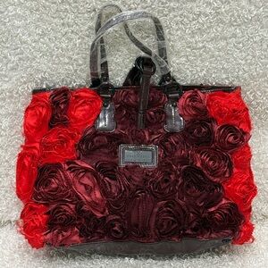 Valentino Red and Burgundy Floral Tote